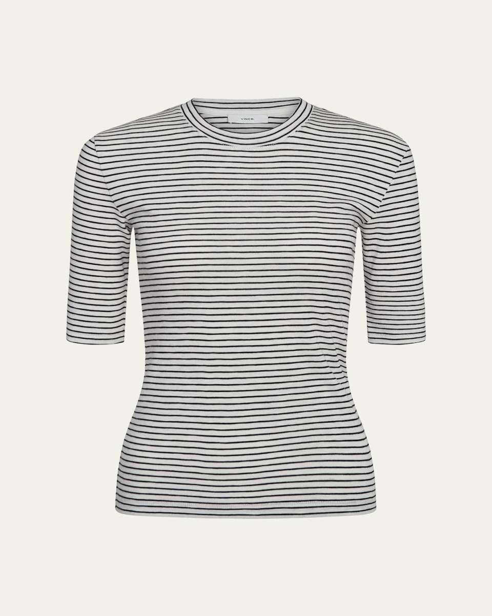 Stripe Elbow-Sleeve Top